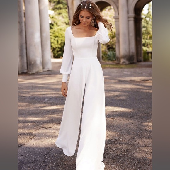 Ivory bridal jumpsuit from Milanoo. - Picture 2 of 4
